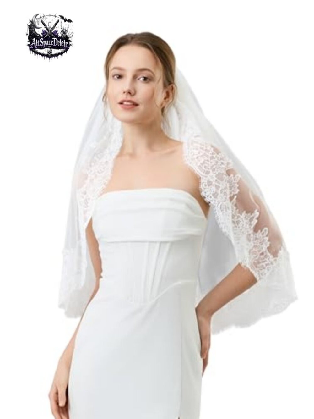 30 Inch Lace Tulle Wedding Veil with Metal Comb Bridal